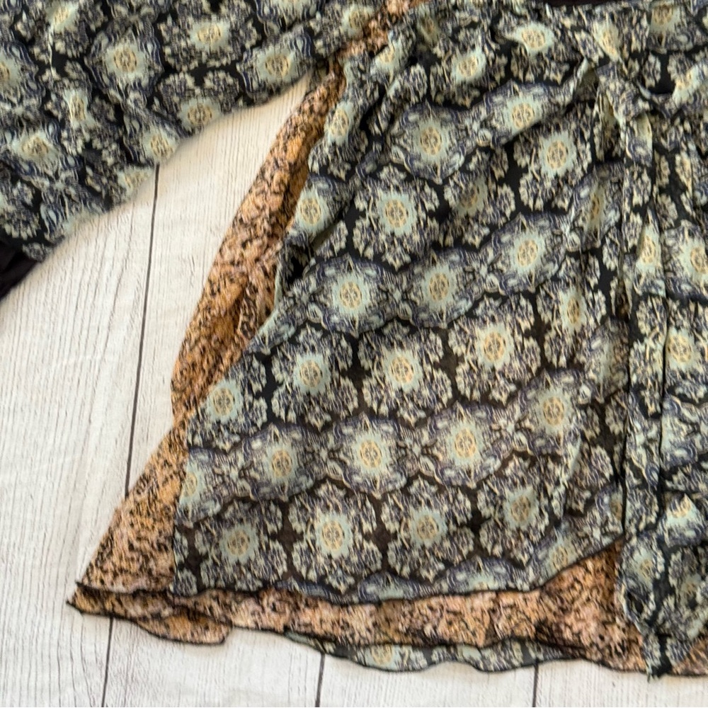 Free People Gabi Tunic Top size small black tan ruffles NEW - Picture 14 of 14